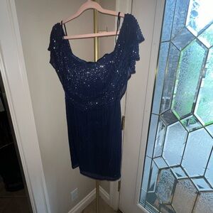 NWT Revolve PARKER BLACK LABEL Short Mini Hand Beaded Gown Size 4 Navy $498